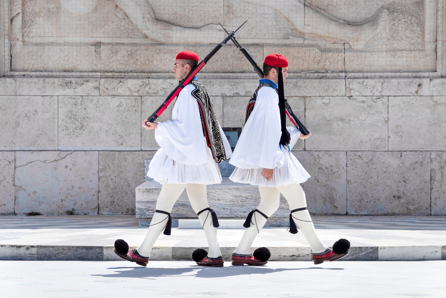 Evzoni-Garde vor dem griechischen Parlament, Athen
