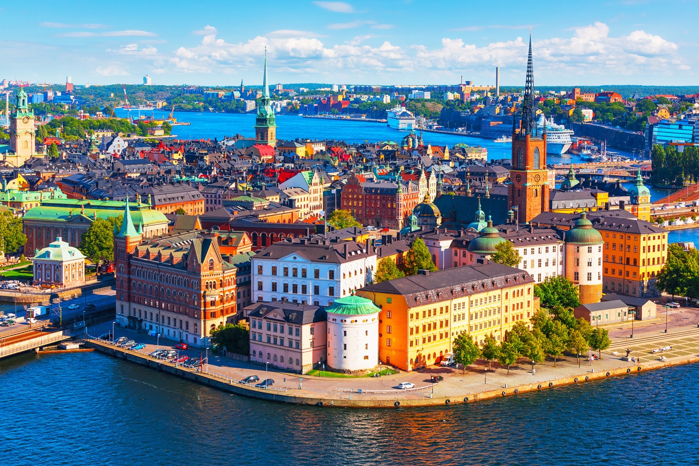 Panorama der Altstadt (Gamla Stan) Pier Architektur in Stockholm, Schweden